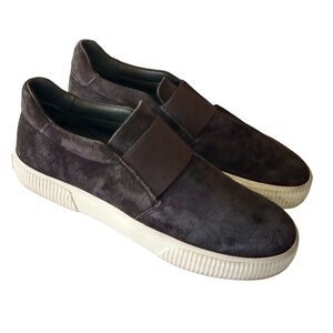 VINCE‎ Kirkland Sneakers Pewter Slip-on Platform Elastic Goring Rubber Sole 8.5